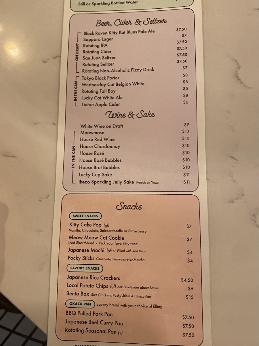 NEKO Cat Cafe Seattle Menu - Image 3